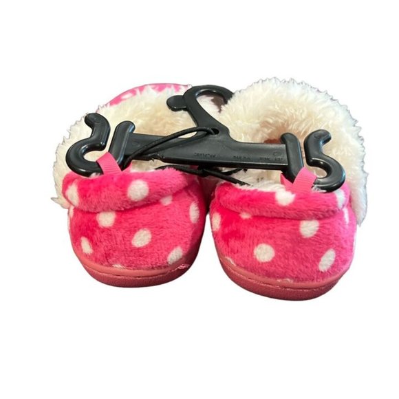 Girls Slippers Pink white Dots Rubber Sole Size S New7-8 - Picture 5 of 6